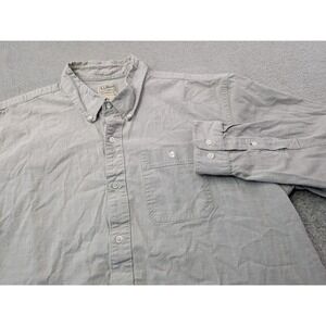 LL Bean Mens XL Reg Traditional Fit Chambray Shirt LT Gray Stone Cotton Stretch